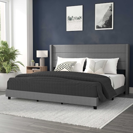 Flash Furniture Gray Queen Platform Bed with Headboard YK-1078-GY-K-GG